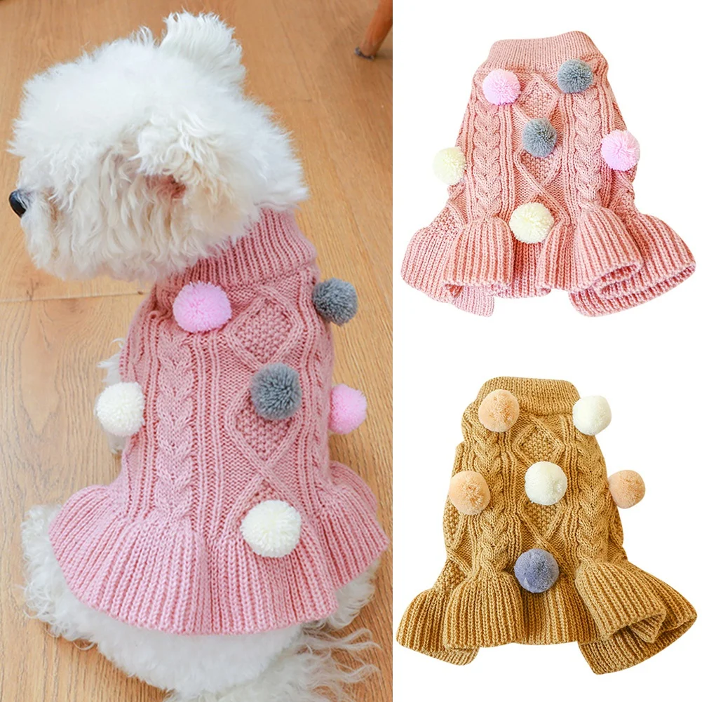 Winter Dogs Sweater Dress With Bowtie Checkered Dog Sweaters For Small