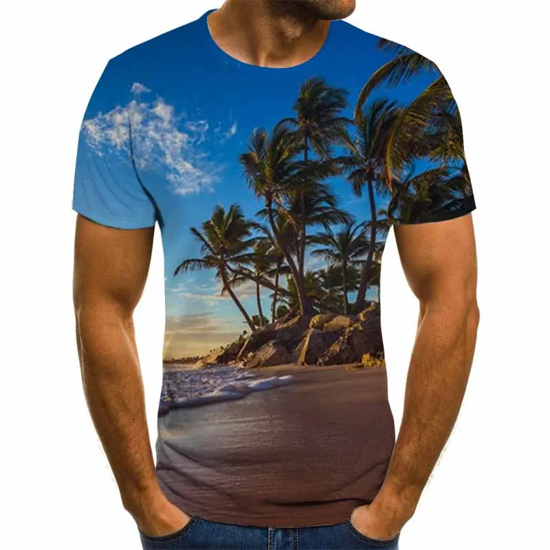 

Natural wind series men's T-shirt 3D graphics T-shirt casual Harajuku tops summer fashion round neck shirt plus size streetwear