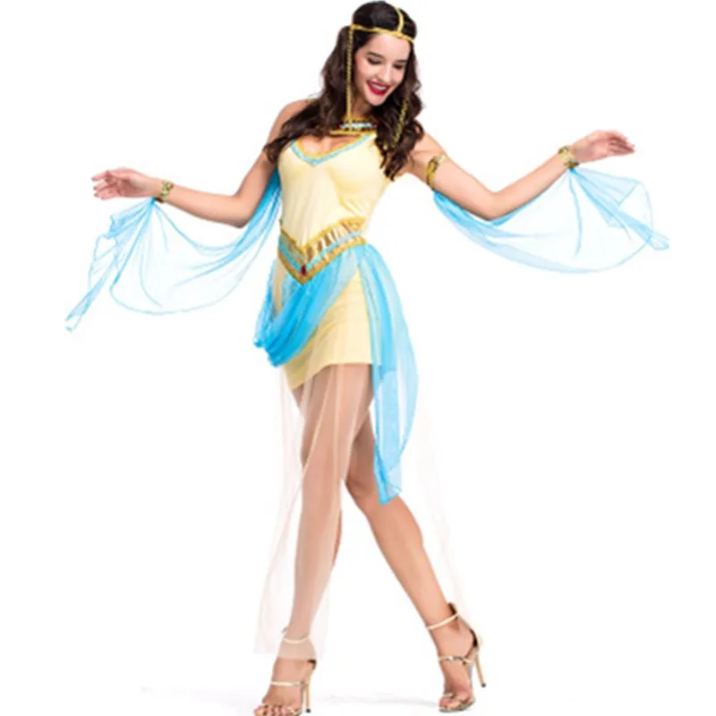 Sexy Women Arabic Belly Dancer Princess Costume Halloween Stage Performance Cleopatra Queen Cosplay Dress