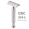 CNC 316 L Stainless Steel Material Men Safety Double Edge Razor Shaving With Non-slip Handle Hand Polished Razors 1