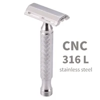 CNC 316 L Stainless Steel Material Men Safety Double Edge Razor Shaving With Non-slip Handle Hand Polished Razors 1