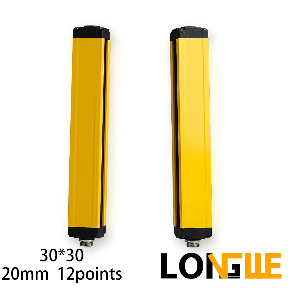 Longwe 3-20m Optical Through Beam Safety Light Curtains 12Point 220mm Finger Protection 30x30 NPN PNP Sensor Switches