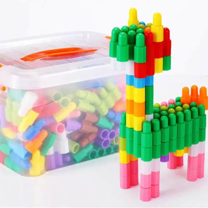

100-250Pcs DIY Large Particles Assembled Building Blocks Educational Early Childhood Colorful Collage Toys Kids Gift