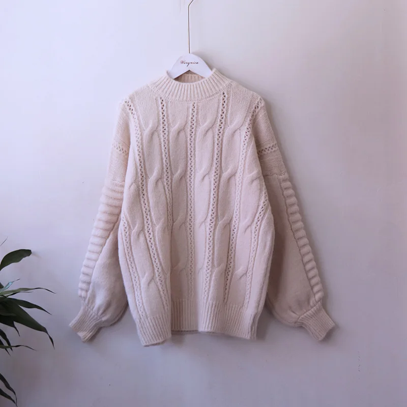 Werynica свитер женский модный вязаный свитер из смеси на основе кашемира высокое качество женские Топы осень зима водолазка пуловеры - Цвет: beige