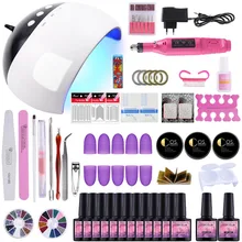 24W УФ-лампы 6/10/12 Цвет био-Гели Soak Off Гель для ногтей лаки для ногтей комплект гель-лаков для ногтей маникюрный набор для маникюра ручка комплект