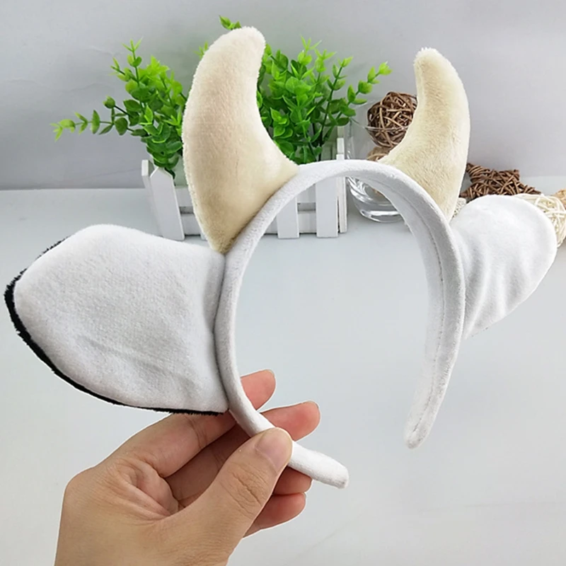 police woman costume Hairband Plush Cow Ear Headband Cosplay Hair Hoop animal cattle ox horn headwear Devil demon Headdress ninja costume women