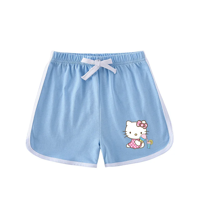 thumbnail image 1 of Hello Kitty-Camiseta de manga corta para niña, pantalones cortos deportivos informales, traje superior transpirable de algodón de dos piezas, novedad de verano, dibujos animados, 1 of 5