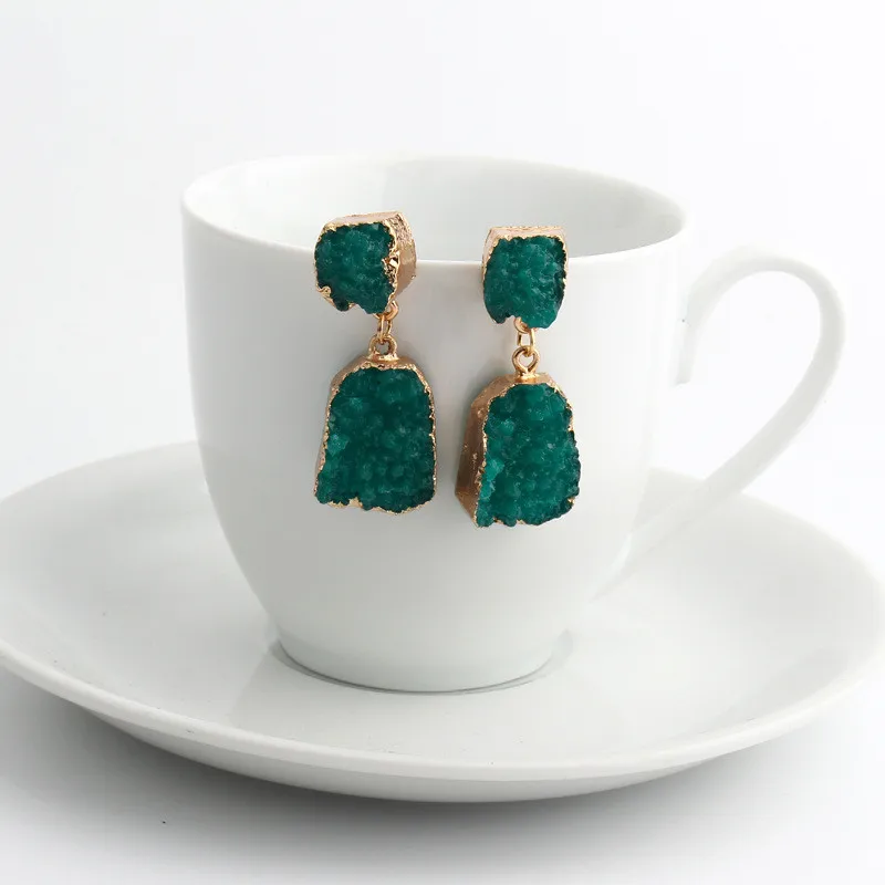 Hot Vintage Stone Druzy Resin Earrings Irregular Geometric Drop Earrings For Women Jewelry Statement Gifts For Women Accessories (9)