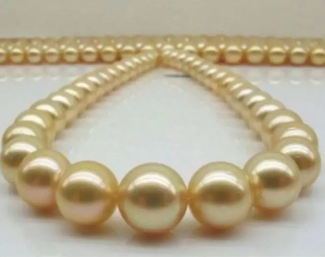 Jewelry Pearl Necklace women gift word 17INCH GOLD CLASP HUGE AAAA 13-14mm Natural south sea genuine gold Free Shipping | Украшения и