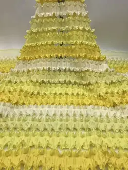 

3D Flower african lace fabric 2019 high quality lace aso ebi mesh fabric Embroidered nigerian swiss lace fabric