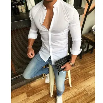 

Men's Slim Fit V Neck Long Sleeve Muscle Tees Shirts Casual Shirts Men's Solid Blouse Tops