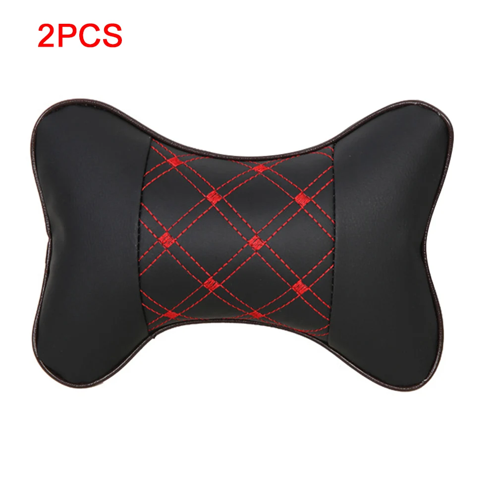 2pcs PU Elastic Strap Neck Support Pillow Fatigue Relieve All Season Cushion Durable Headrest Car Seat Supplies - Цвет: 2pcs