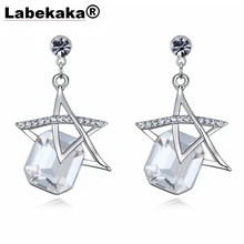Labekaka New Design Crystals From Austrian Drop Earrings Stars Piercing For Women wedding Jewelry 2018 Fashion Trendy Gift(China)