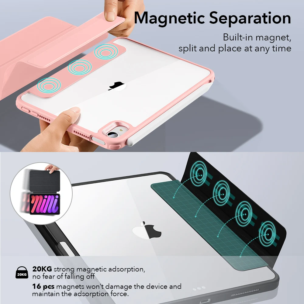 2020 destacável magnética lápis casos para ipad air 5 4 ipad 9 8 7 caso