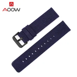 Fashion Rainbow Canvas Quick Release Woven Nylon Strap Replacement Band for 20mm (Royal blue black)