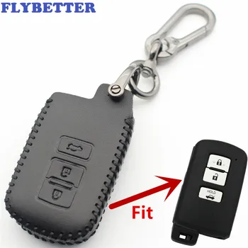 

FLYBETTER Genuine Leather 3Button Keyless Entry Smart Key Case Cover For Toyota Camry/Avalon/V50 L546