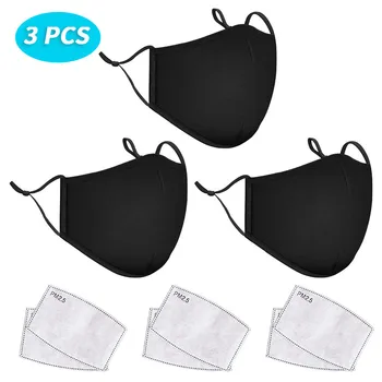 

3PC Reusable Dustproof Mouth Masks PM2.5 Breathable Windproof Foggy Haze Pollution With 6 PCS Filters Mouth Cover Mascarar