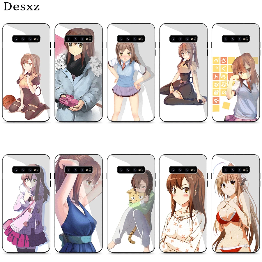 Чехол стекло для samsung A10 A20 A30 A40 A50 A60 A70 S7 Edge S8 Plus Note 8 9 S10 чехол для питомца девушка сакурасу Аояма Нанами