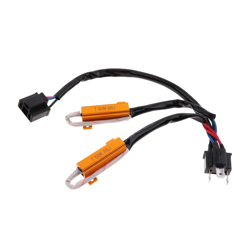 H4 LED Fog Light Headlight Load Resistor Wiring Harness Decoder 50W 8Ohm