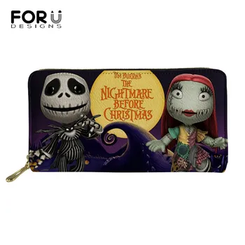 

FORUDESIGNS Women Wallets&Purse Nightmare Before Christmas Pattern Cash Wallet Ladies Phone Holders for Females Clutch Money Bag