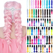 DIFEI два/Три Тона Цветные вязанные крючком косички волосы розовый синий цвет большие синтетические косы Омбре плетение волос для наращивания