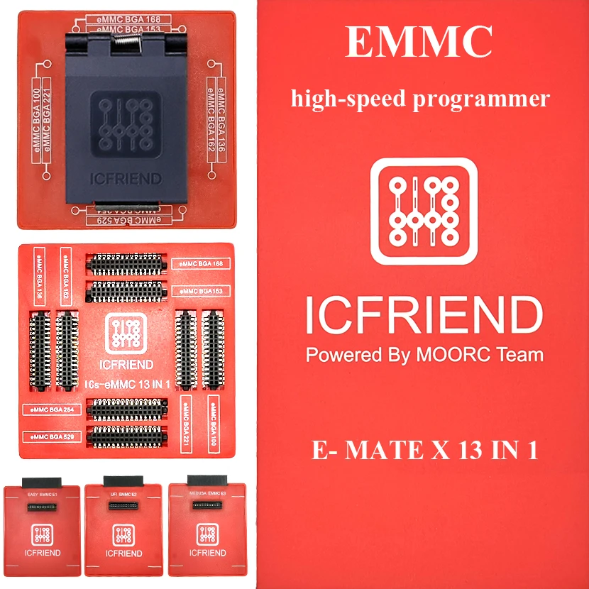 Высокоскоростной программатор MOORC INFRIEND E MATE X 13 в 1 Mate BGA eMMC с Z3x легкий Jtag Plus box UFI Medusa