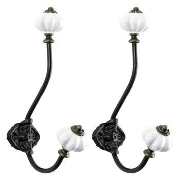 

Single Wall-Mounted Coat Hook with Colorful Pumpkin Ceramic Knobs for Home Decoration, Bathroom Towel Hook 2Pcs