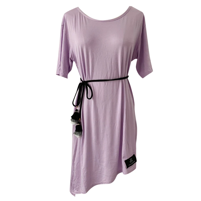 Purple(no belt) Новое латинское танцевальное платье женское черное/розовое со средним рукавом свободное Самба Сальса Танго танцевальная одежда для взрослых тренировочная одежда - Цвет: Purple(no belt)