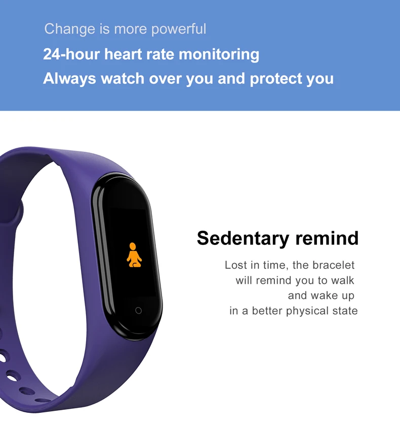 M4 смарт-браслет часы фитнес-трекер Браслет цветной сенсорный спортивный пульсометр Монитор артериального давления для мужчин и женщин Android