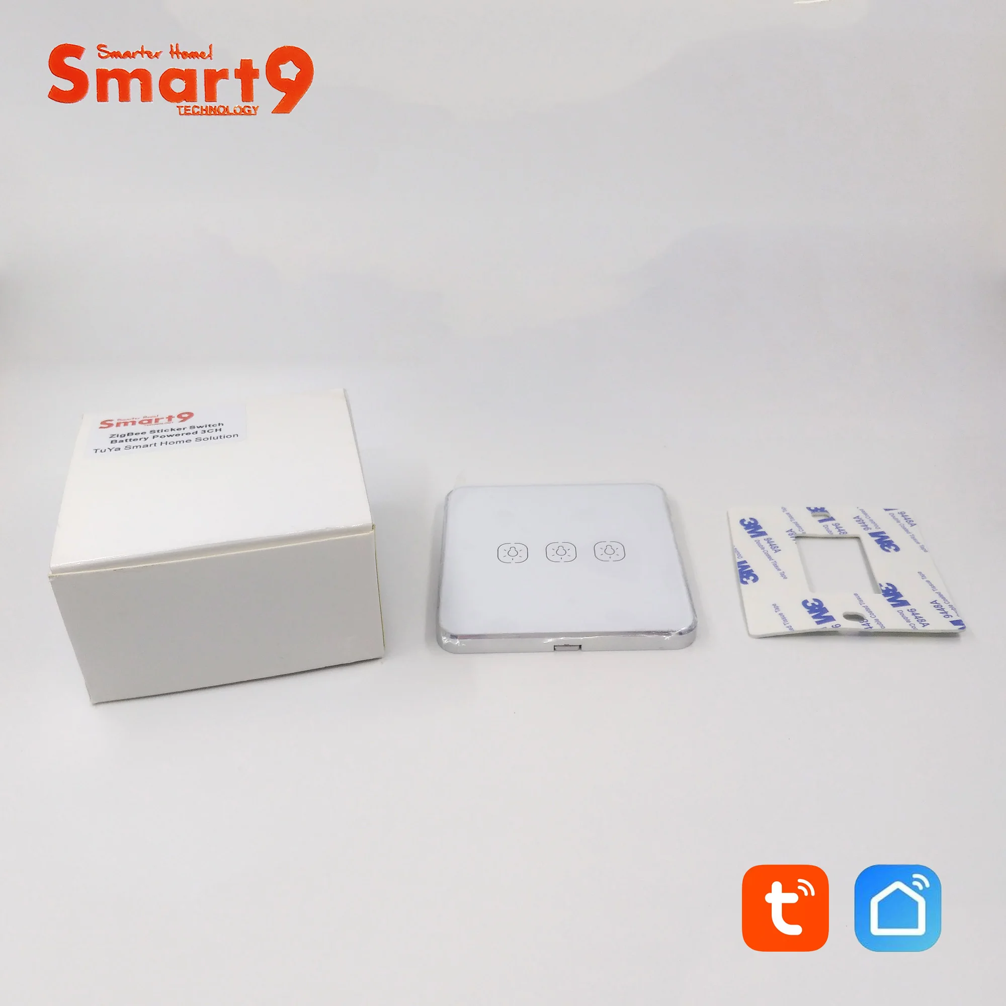Smart9 ZigBee переключатель батареи, работает с TuYa ZigBee концентратор, сенсорный переключатель наклейка Smart Life App управление, питание от TuYa