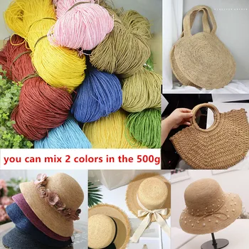 

500g/lot Raffia Straw Yarn Crochet Yarn For DIY Knitting Summer Straw Hat Handbags Cushions Baskets Material Thread