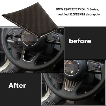 

Trim Cover Decoration Stickers Black Car Stickers Truck Parts Steering Wheel Decor 2PCS Carbon Fiber for BMW E90/E92/E93