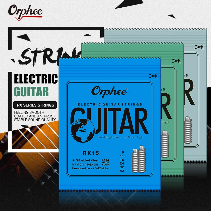Electric Guitar Strings Orphee Metal Electric Guitar Strings Set RX Series Practiced Hexagonal Carbon Steel 6 String For Guitar Parts Musical Instrument