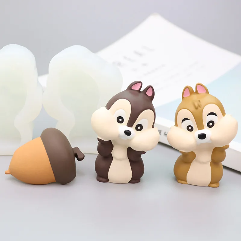 New 3D Cute Squirrel Silicone Mold Car Vents Mold Aromatherapy Plaster Mold DIY Chipmunk Chocolate Fondant Cake Mold Cake Decors