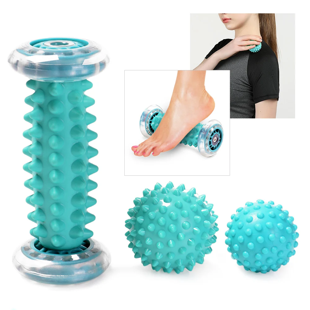 

Plantar Fasciitis Foot Massage Roller with Spiky Massage Ball for Hand Leg Back Pain Therapy Deep Tissue Trigger Point Recovery