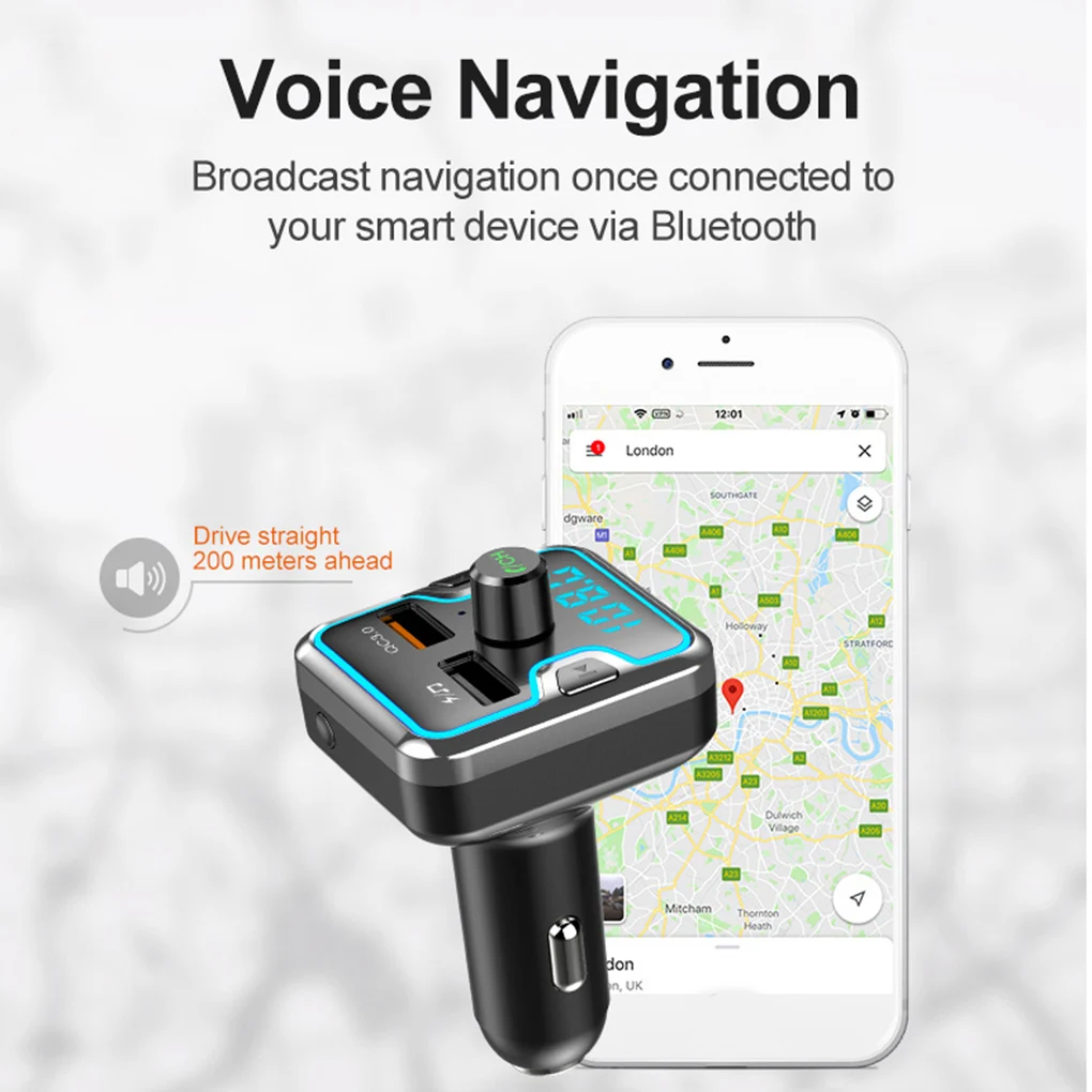 Автомобильный MP3-плеер Bluetooth телефонный звонок громкой связи ответ на два порта usb type-c быстрое зарядное устройство беспроводной музыкальный проигрыватель