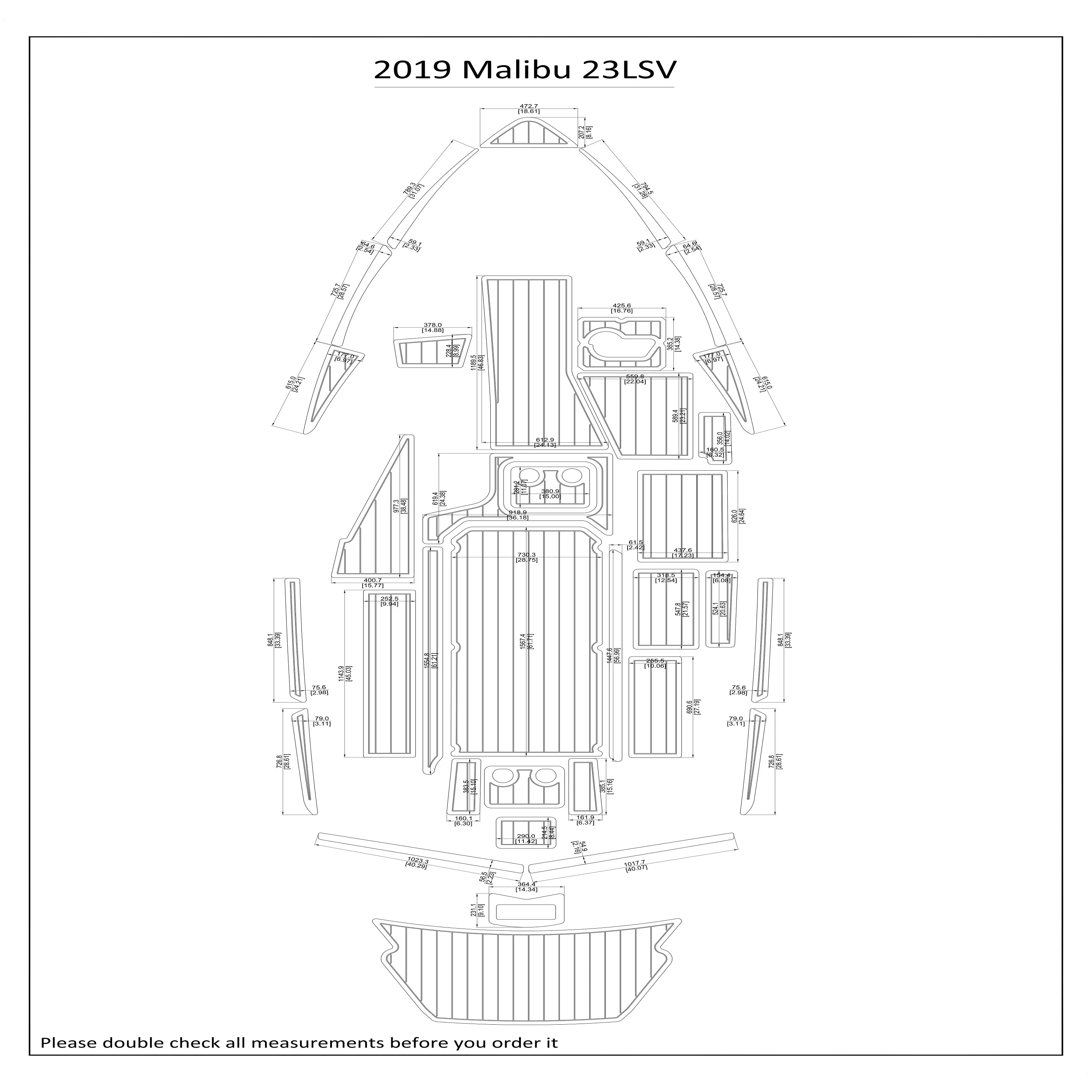 

2019 Malibu 23LSV Swim Step Cockpit Boat EVA Faux Foam Teak Deck Floor Pad
