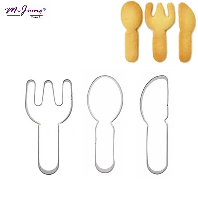 Stainless Steel Knife Fork Spoon Tableware Cookie Cutter Slicer Stamp