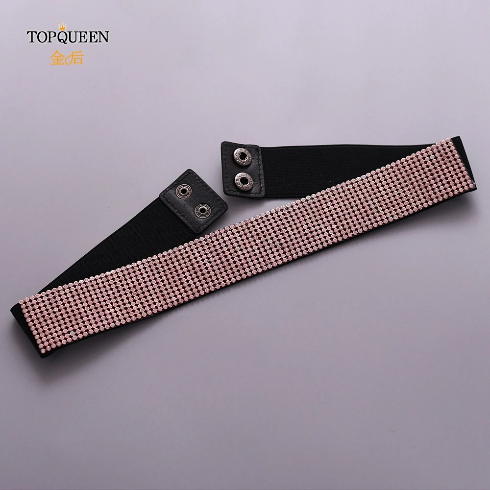 rose gold TOPQUEEN S06, женские цветочные пряжки, стразы, эластичный широкий пояс, для свадебной вечеринки, женские модные платья, брюки, ремни для женщин - Цвет: rose gold