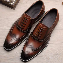 New Retro Brogue Dress Shoes Formal Men's Handmade Business Shoes Wedding Genuine Leather Lace-up Male Oxfords Shoes New Retro Brogue Dress Shoes Formal Men's Handmade Business Shoes Wedding Genuine Leather Lace-up Male Oxfords Shoes