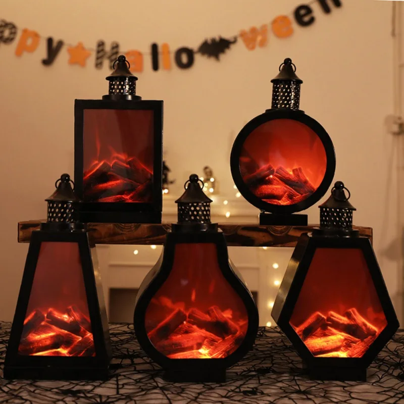 

LED Lamp Realistic Fireplace Lantern Battery Operated Vintage Style Decorative Flame Effect Valentine's Day gift Christmas Decor
