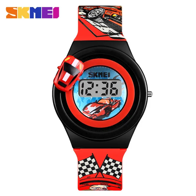 Red Kids Watch SKMEI детские цифровые часы, креативные часы с мультяшным автомобилем, детские спортивные модные электронные студенческие часы для мальчиков и девочек, наручные часы - Цвет: Red Kids Watch