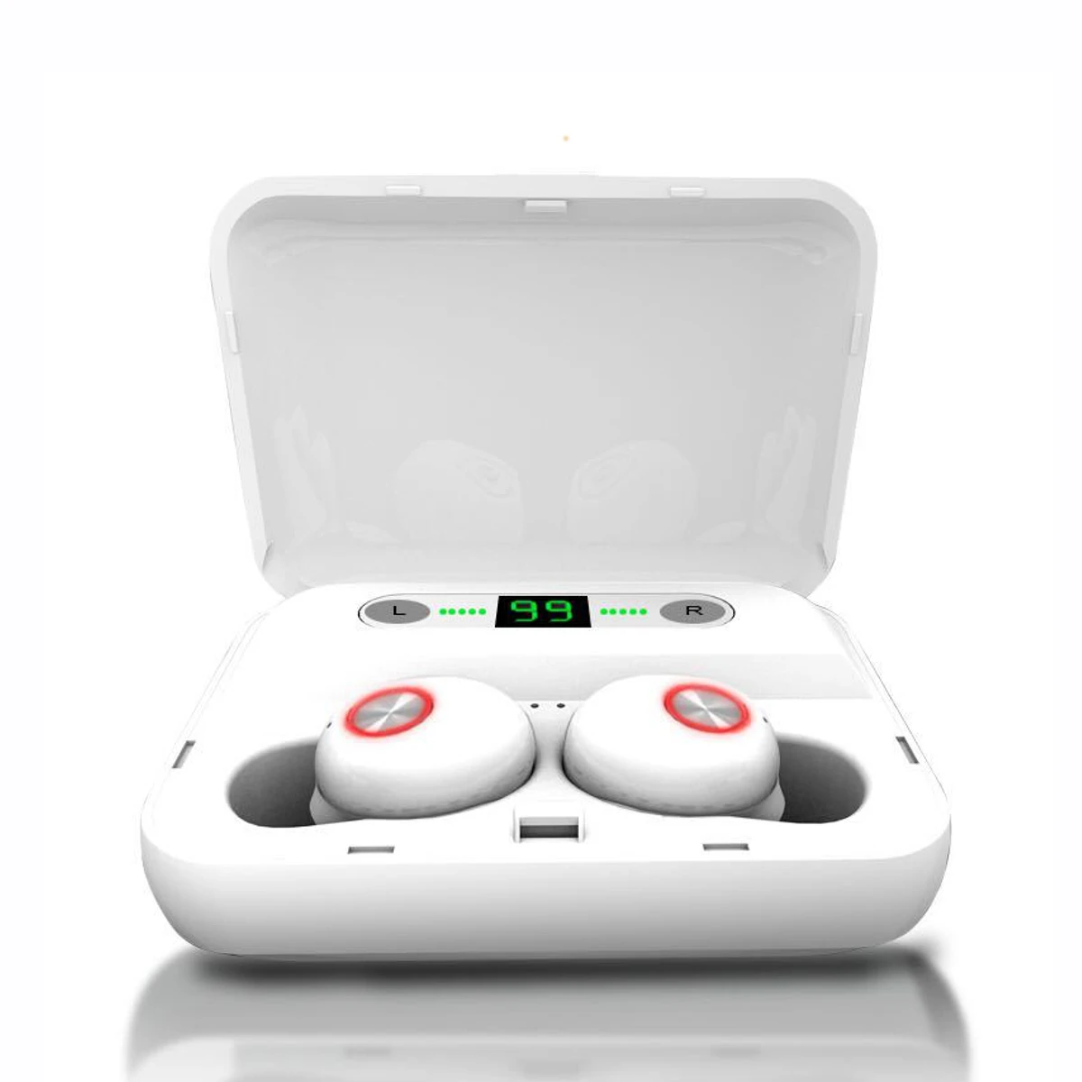 LEORY TWS bluetooth 5,0 цифровой дисплей гарнитура бинауральные звонки спортивные HiFi водонепроницаемые наушники с 2200 мАч зарядная коробка - Цвет: White
