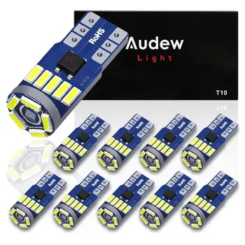 

10Pcs/Lot AUDEW 4014 SMD T10 W5W LED Side Wedge Marker Lights CANBUS Error Free 12V 6712K White LED Bulbs