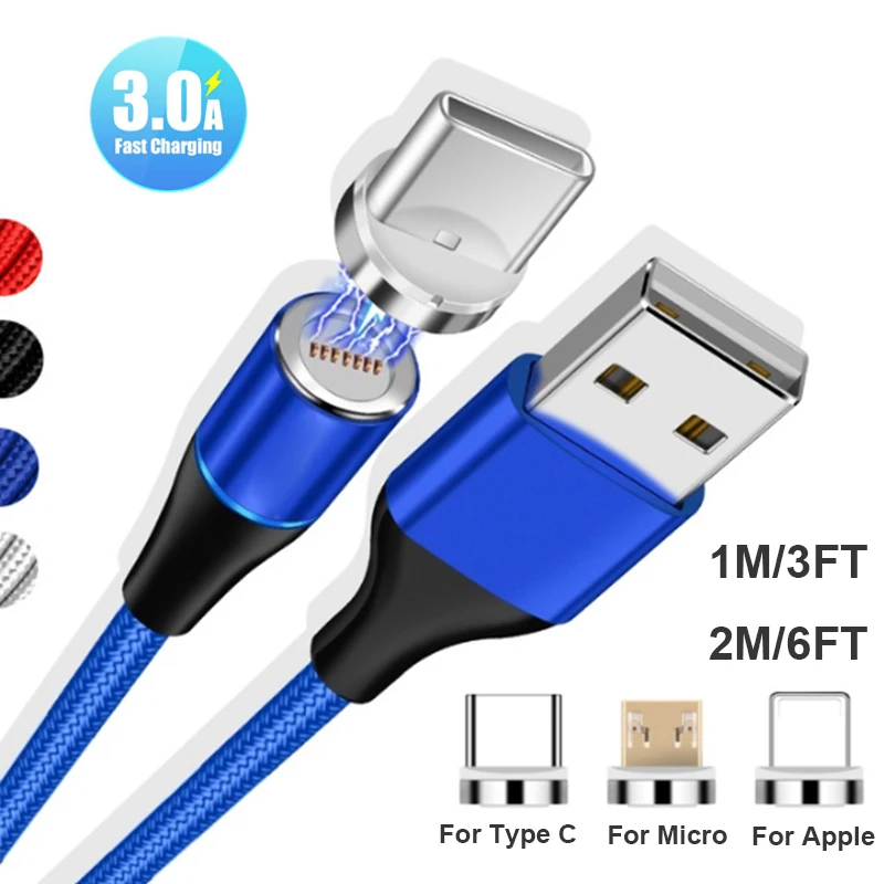 Магнитный кабель 3A Micro USB зарядное устройство type C iOS Магнитный шнур для зарядки телефона для iPhone 5 6 7 8 X для LG G2 G3 G4 G5 G6 Лот