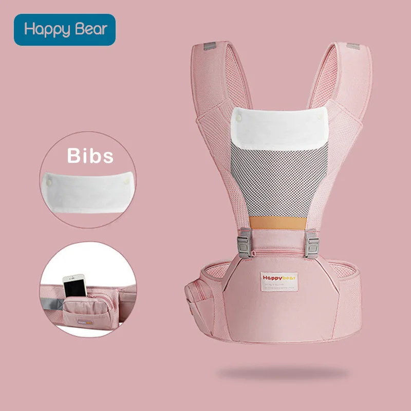 HappyBear/эргономичный рюкзак-кенгуру для детей 0-48 месяцев, многофункциональная Детская сумка-кенгуру - Цвет: Розовый