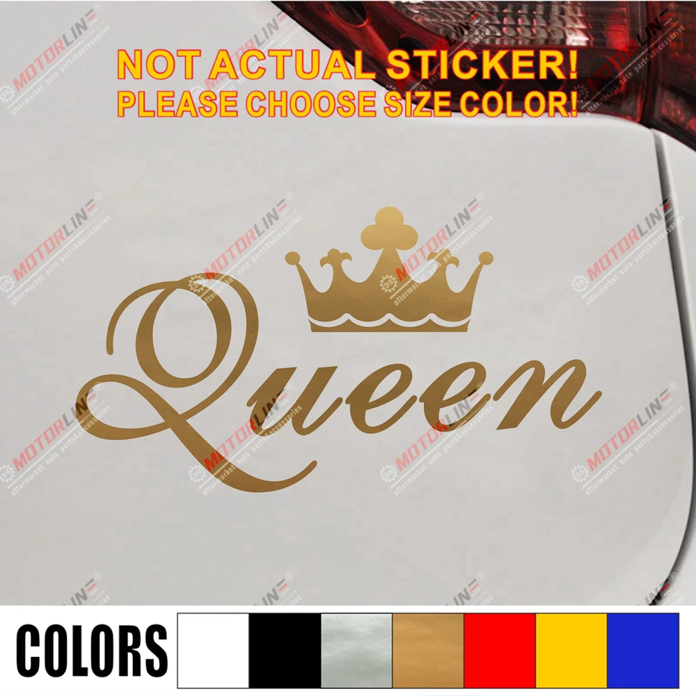 Забавная Автомобильная наклейка KING CROWN Золотая королева виниловая декорация для