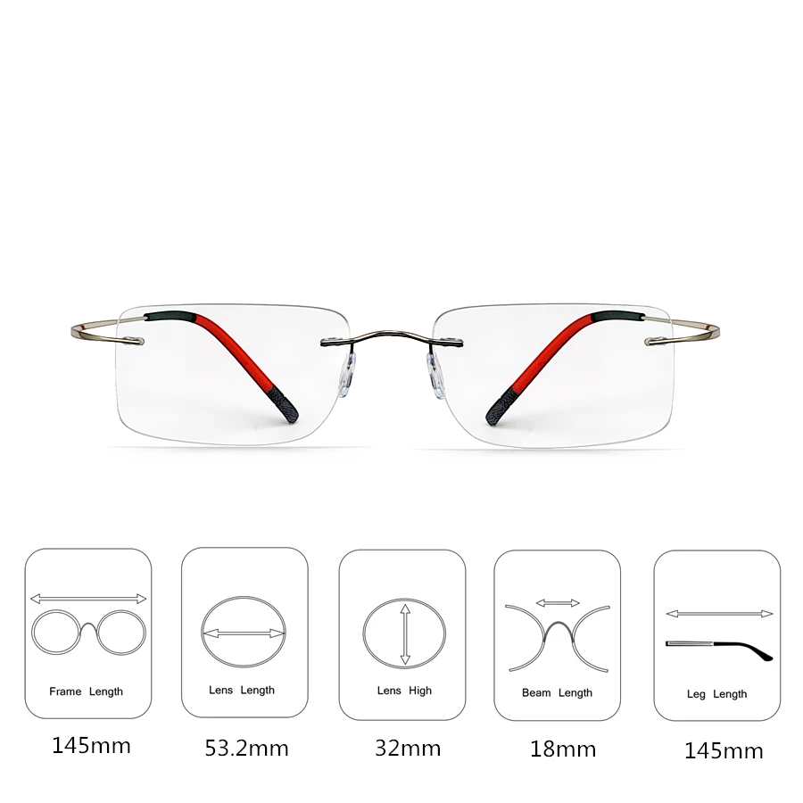 Pure Titanium Eyeglasses Frames Rimless Ultralight High Elasticity Optical Glasses Frame No Screw Design Rimless Spectacles
