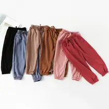 Детская одежда; летние спортивные брюки для младенцев; однотонные брюки унисекс со средней талией; шаровары; брюки для девочек