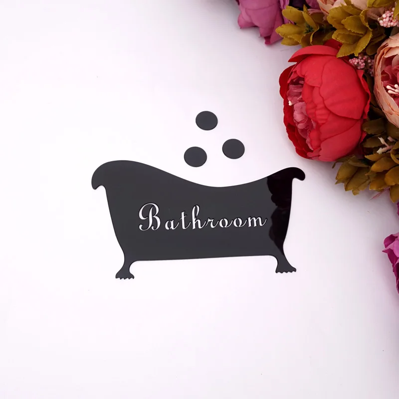 Ванная комната вход знак акриловая зеркальная поверхность двери стикер стены